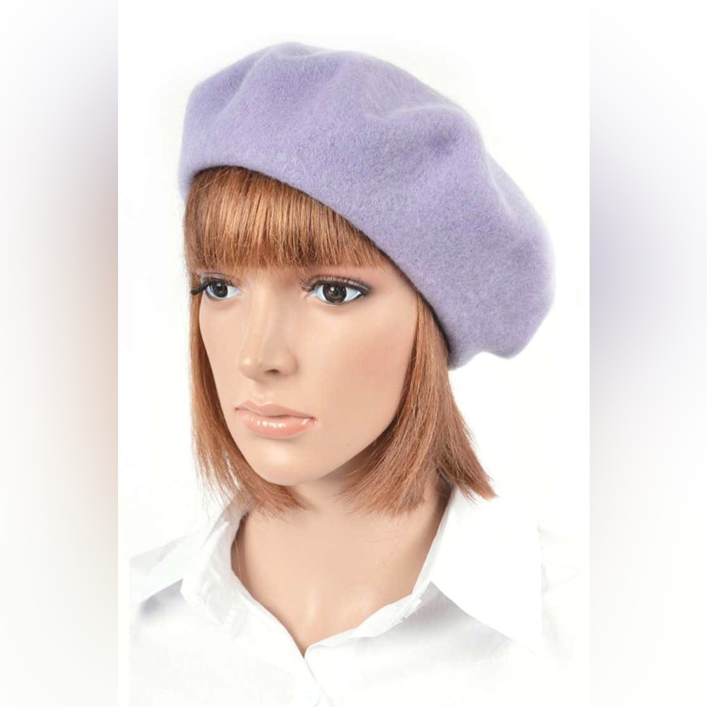 Purple Bling Stone Wool Tam Beret Hat
